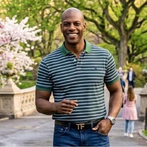 Polo by Ralph Lauren Green and Navy Striped Polo